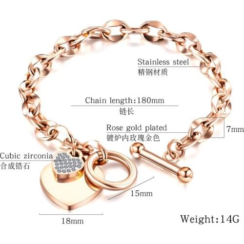Fashion Cubic Zircon Forever Love Heart Bracelet For Women Titanium Steel Gold Color Bangles Carter Bracelets Pulseira Jewelry