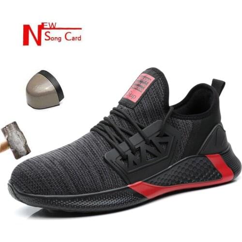Fashion Comfort New Safety Work Boots For Men Protective Steel Toe Cap Construction Safety Work Sneaker Lightweight Breathable