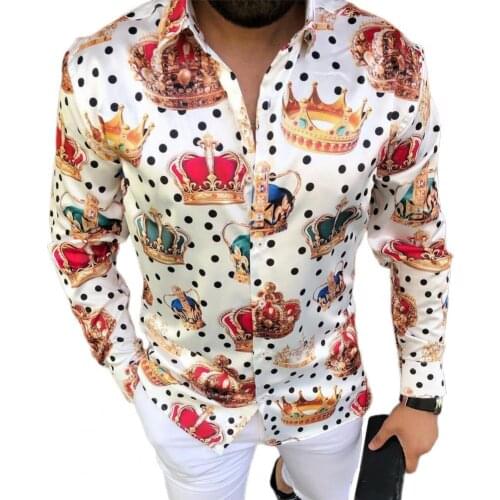 2021 European American Mens Clothing Casual Fashion Printed Shirt Single-Breasted Cardigan Long Sleeve Shirt Men Chemise Homme