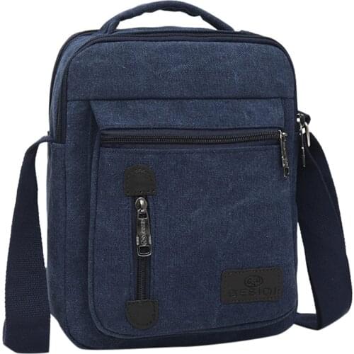 Mens BagFashion Canvas Solid Color Casual Business Shoulder and Messenger Bags bolso hombre sacoche homme