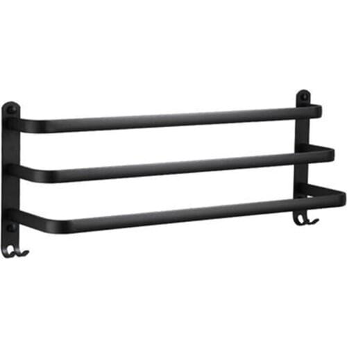 Towel Rack Wall-Mounted 30 Cm Towel Rack Bathroom Aluminum Black Towel Bar Rail Frosted Black Towel Rack