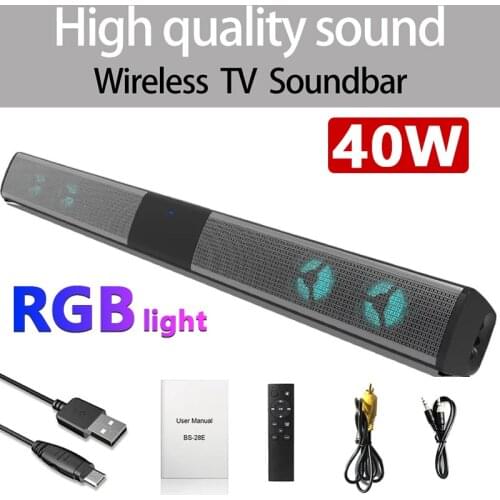 RGB Light TV Soundbar Wall Speaker Home Theater Column for TV Computer Bluetooth Speaker Subwoofer with FM AUX Music Center Box