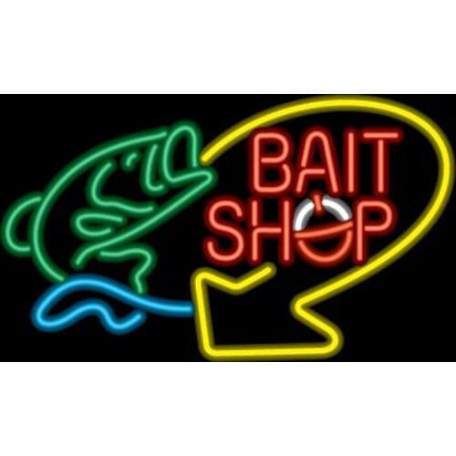 Neon Sign for Bait Shop with Fish neon Light Beer Bar Decor club glass Handcraft Arcade Neon Lamp for Beer Bar Custom nein sign
