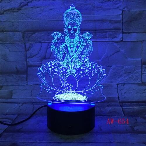 Buddha 7 Colors Changing Night Lamp 3D Atmosphere Bulbing Light 3D Visual illusion LED Lamp for kids toy Birthday gifts AW-654