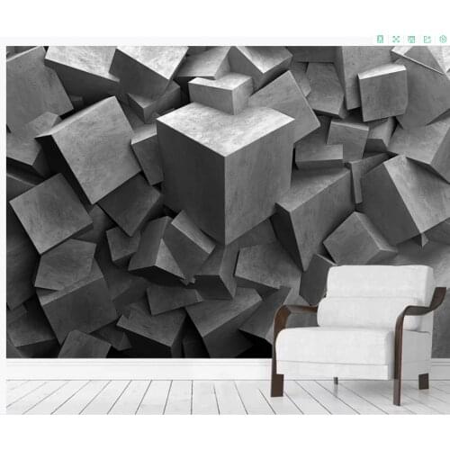 Wallpaper for walls 3 d for living room Three-dimensional cement plate block carving 3D background wall