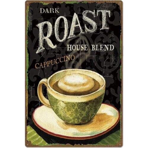 Original Vintage Design Coffee Tin Metal Sign Wall Art|Thick Tinplate Print Poster Wall Decorated as Cafe/Kitchen/Coffee Corner