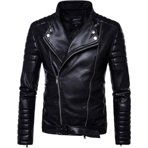 Autumn leather jacket men motorcycle coat mens jackets clothes personalized jaqueta de couro stage street dance fashion black