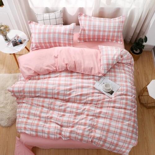 Pink plaid Duvet Cover 220x240 Pillowcase 3Pcs,Bedding Set,200x200 Quilt Cover,Blanket Cover, Bed Sheet, Double Queen King Size