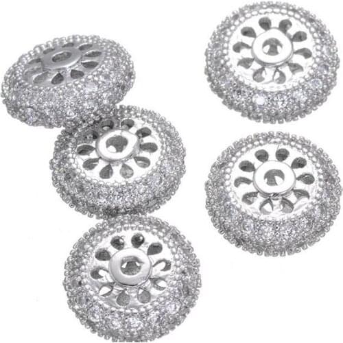 One piece popular rhodium plated round micro pave CZ DIY wheel 11mm jewelry findings mp058