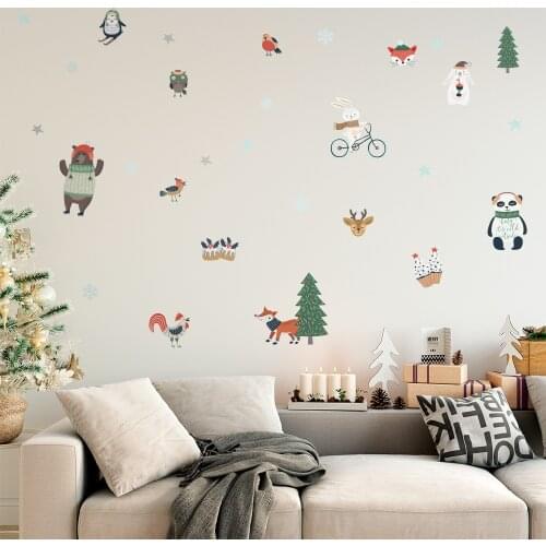Funlife Merry Christmas Wall Stickers For Children Kids Room Nursery Decor,Cartoon Deer Window Stickers Vinyl DIY New Year Decor