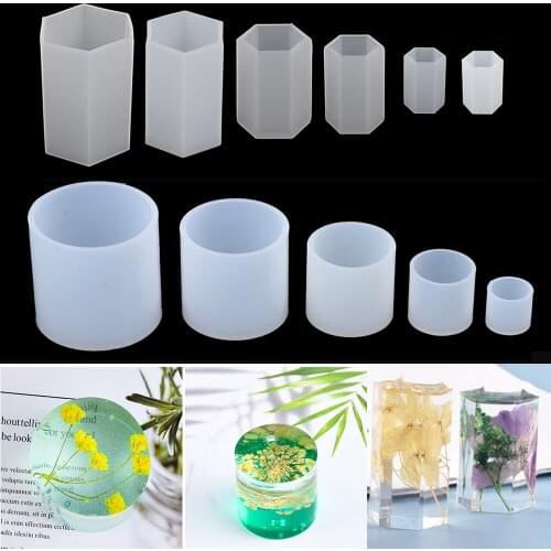 Hexagonal Prism Cylindrical Crystal Epoxy Resin Mold DIY Casting Silicone Mold Table Decoration Desktop Crafts DIY Jewelry Tools