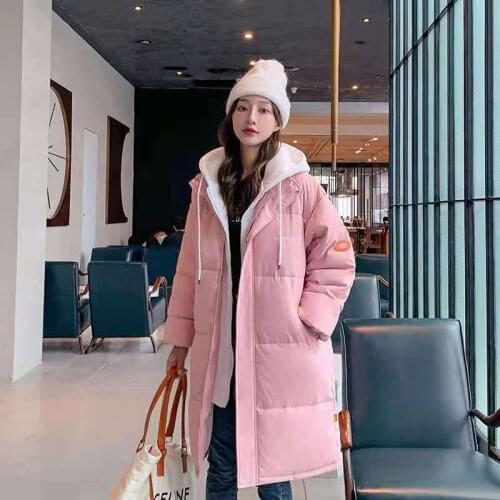 Vielleicht 2021 Snow Wear Long Winter Coat Women Spliced Hooded Warm Parkas Female Hooded Padded Winter Jackets Women Clothing