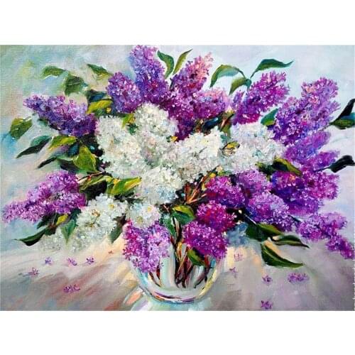 Flower Printed Water-Soluble Canvas 11CT Cross Stitch Full Kit DIY Embroidery DMC Threads Handmade Craft Knitting Stamped