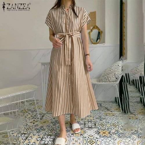ZANZEA Summer Striped Dresses China