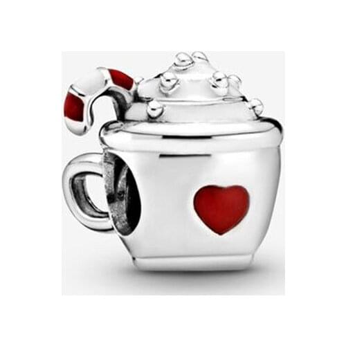 925 Sterling Silver Candy Cane Cocoa Charm Charm Fit Original 3mm Bracelet Bangle For Women Birthday Fashion Jewelry Gift