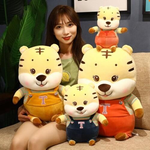1pc 25-63cm Lovely Tiger with Strap Plush Toys Kawaii Pillow Dolls Stuffed Soft Animal Pillow Birthday Xmas Gift for Children