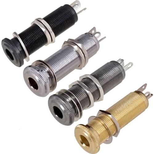 2 Pcs 1/4" 6.35mm Gold Brass Threaded Cylinder Jack output Input Plug Socket for Guitar Bass Pickup parts guitar accessories