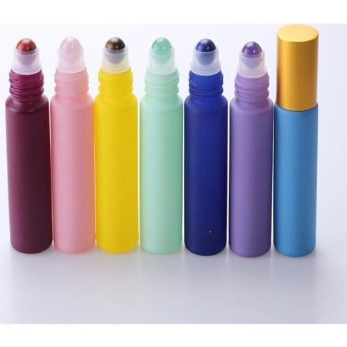 10pcs/lot Metal & Gemstone roller bottle 10ML glass oil bottles Empty Essential Oil Roll On Roller Ball bottle