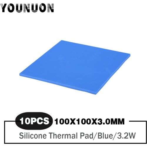 10 Pieces 100*100*3mm 3mm tichkess Thermal Pad CPU Heatsink Pad Cooling Conductive Silicone Thermal