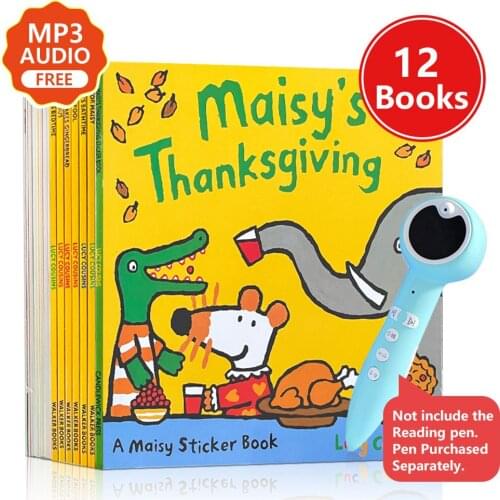 12 Books/set Maisy Swimbag Wave Mice Mouse English Picture Story Book Sticker Book IQ EQ Training Educational Toys for Children