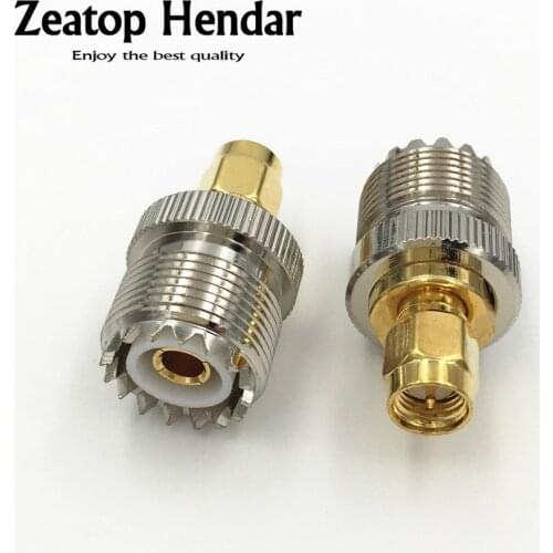 2Pcs Brass UHF SO-239 SO239 Female to SMA Male Plug Connector Coaxial Adapter
