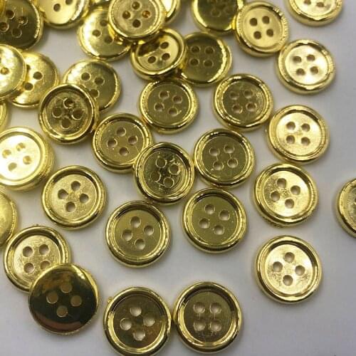 50/100pcs Gold Plastic Buttons 12mm Sewing Craft 4 Holes PT174