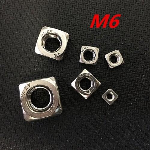 50pcs/lot High Quality 304 Stainless Steel A2-70 M6 Square Nut free shipping