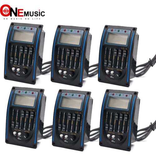 6pcs LC-5 5 Bands Acoustic Guitar Pickup Preamp EQ LCD Tuner Piezo Pickup Equalizer System