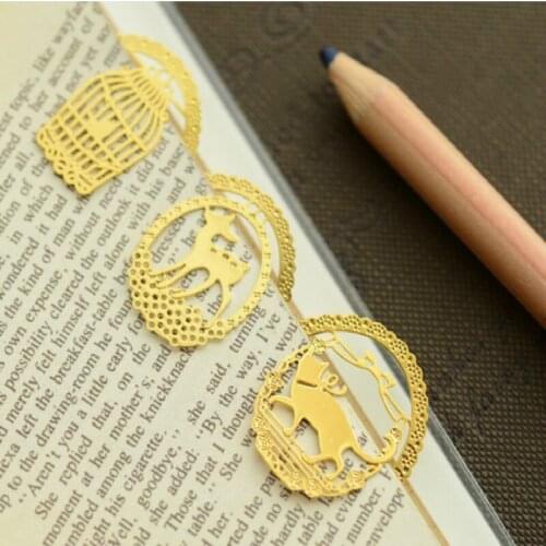 Animal Book Mark Metal Bookmarks Clips Cute Kawaii Key Birdcage Eiffel Tower for School Office Stationery Teachers Kids Gifts