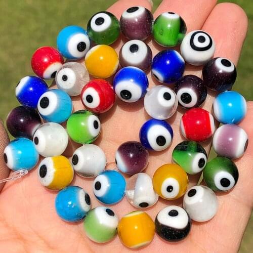 4/6/8/10mm Multicolor Lampwork Evil Eye Glazed Glass Round Loose Beads for Jewelry Making Diy Accessories Bracelet Necklace 15