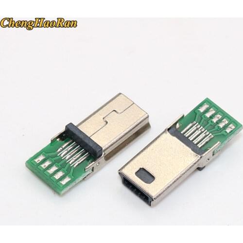 ChengHaoRan 1pcs Mini USB 10P Plug Socket Charging Adapter W/ PC Board Mini 10 Pin Male USB Data Cable Connector