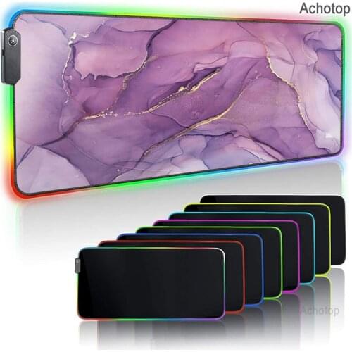 Ink Marble LED Light Gaming Mouse Pad RGB Large Keyboard Cover Non-Slip Rubber Base Computer Carpet Desk Mat PC Game Mouse Pad