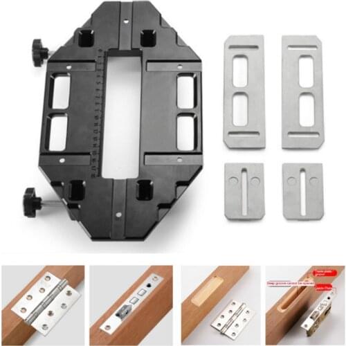 Woodworking Slotting Locator & Router Bit Aluminum Alloy Hinge Slot Hole Positioner Lock Guide Plate Opener Jig Holder Wood Tool