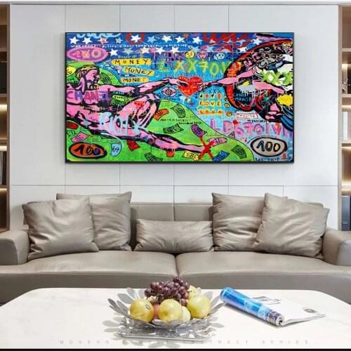 Graffiti Art Canvas Adam Big Boss Posters and Prints Hand In Hand The Mural Art Picture on The Street Art Canvas Art Posters