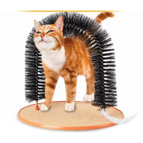 Good Arch Pet Cat Self Groomer With Round Fleece Base Cat Toy Brush Toys For Pets Scratching Devices