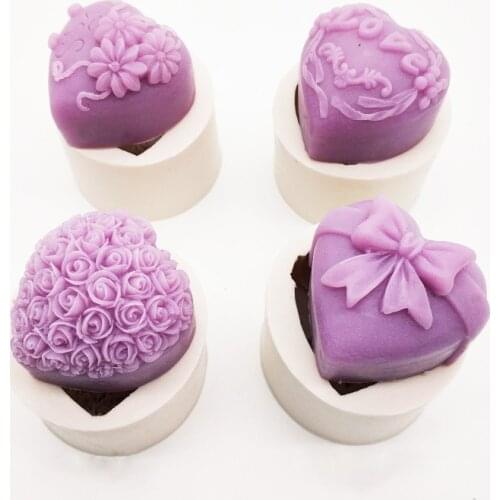 1Pcs DIY Baking Tools Reusable Food Grade Silicone Soap Mold Kitchen Supplies Multi Purpose Purple Heart-shaped Cake Mould