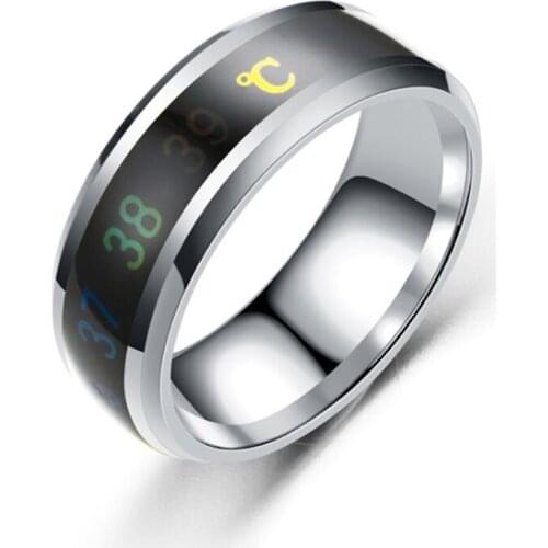 Smart Temperature Unisex Rings Unusual Couple Ring Stainless Steel Female Jewelry Luxury Rings Man Women Party Girls Boys