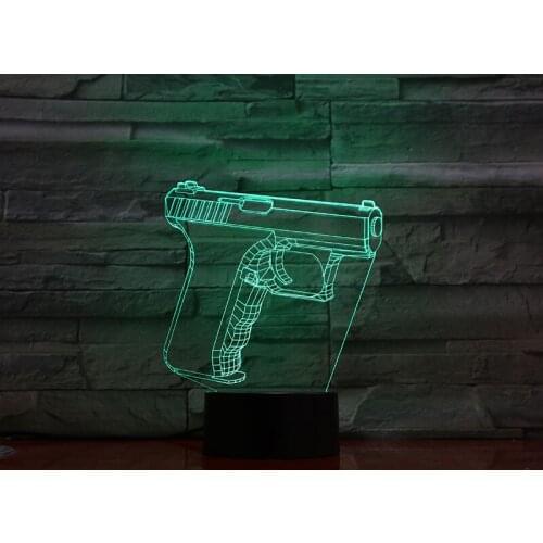 Cool Pistol Nightlight LED Sensor 3D Lamp Bedside Night Light Boys Friends Gift Room Party Club Atmosphere Decor APP Control