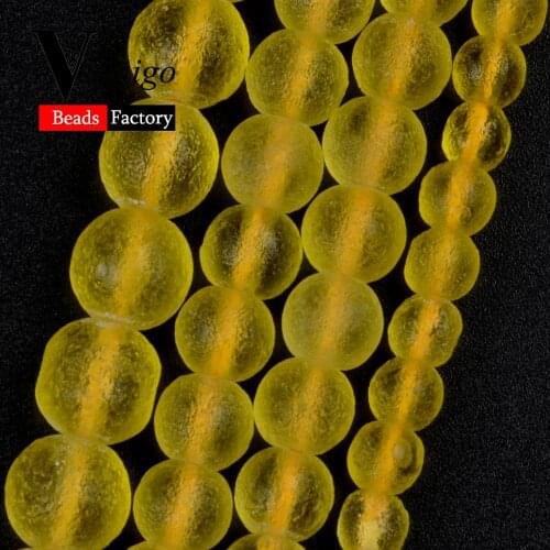 Dull Polished Matte Yellow Czech Meteorite Glass Beads for Jewelry Making 6-10mm Healing Crystal beads Diy Bracelet Accessories