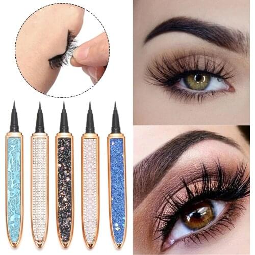 Multifunction Self-adhesive Eyliner Pen Magic False Eyelash Stick Non Glue Non Magnetic Waterproof Black Color Cosmestic Tools