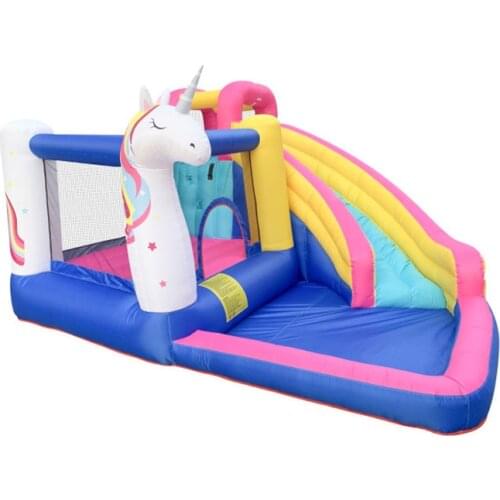 Inflatable Unicorn Water Slides Trampoline Bouncer for Kids Bouncy Castle Small Air Bounce House with Blower