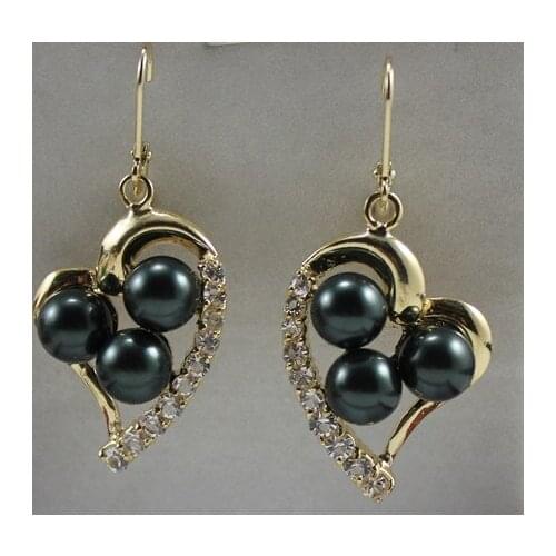 Latest Round Shell Pearl With Heart-shape Stud Earring ER00056 8mm