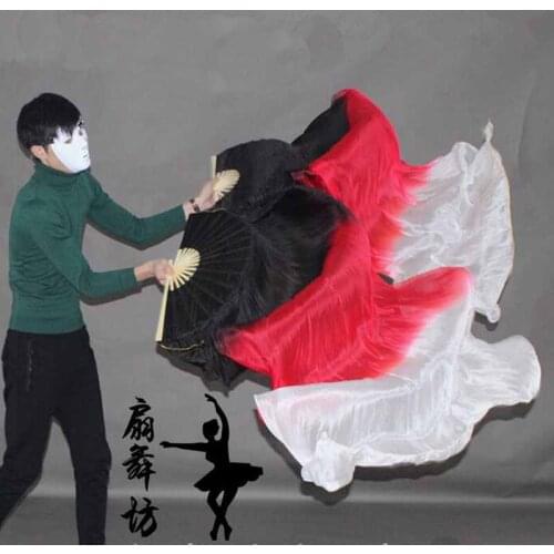 New 1pair/2pcs Oriental Dancing 100% real silk Fan Veils high quality Prefessional belly dance silk Fans for Stage Show