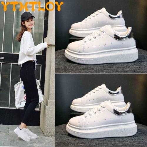 Laoliang Couple Small White Shoes Female 2021 Hot Spring And Autumn Sponge Cake Thick-soled Increased Board Shoes Female Student