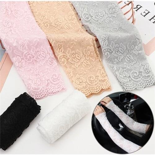 1 Pair Women Fashion Classic Arm Cover Cuffs Summer UV Protection Sunscreen Lace Arm Sleeve Mittens Fingerless Driving Gloves
