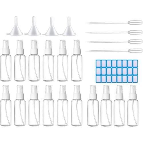 Portable 60ml 2oz 16pcs Empty Spray Bottle Fine Mist Bottles with Funnels