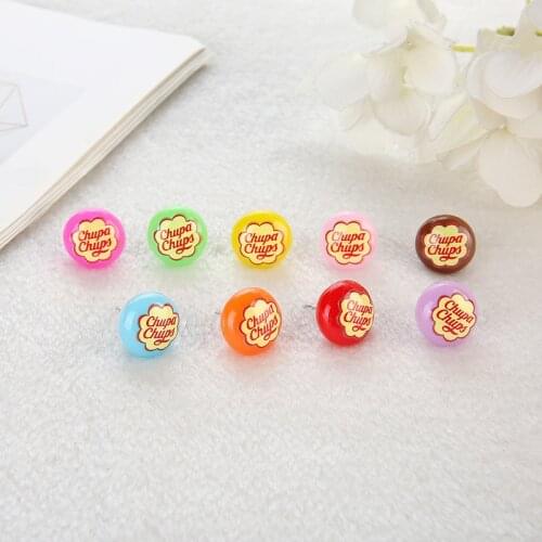 1Pair Stud Earring Flatback Resin Candy Charma Fashion Jewelry Gifts for Children and Woman