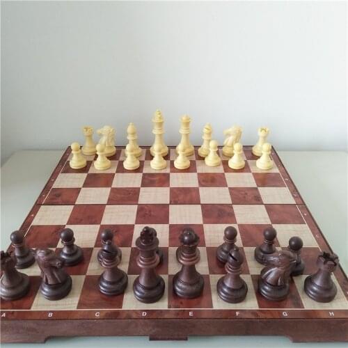 Folding Wooden WPC International magnetic Chess Set Pieces Set Board Game Funny Game Chessmen Collection Portable Board Game