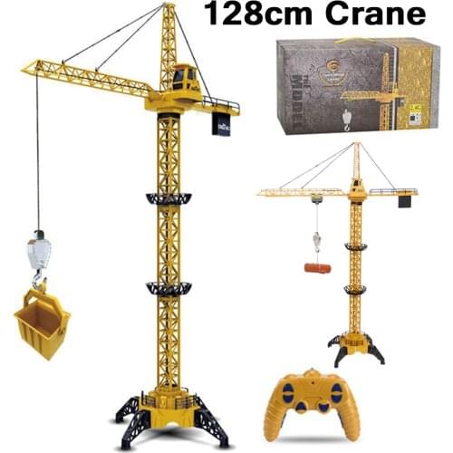 Upgraded Version Remote Control Construction Crane 6CH 128CM 680 Rotation Lift Model 2.4G RC Tower Crane Toy For Boy Kids Gift