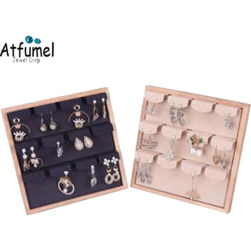 Solid Wood Jewelry Storage Rack 12 Pairs Earring Easel Jewelry Organizer Stand Stud Ear Clip Display Storage Prop Showcase Shelf